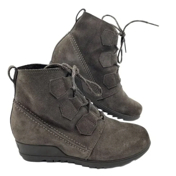 Sorel | Shoes | Sorel Gray Suede Wedge Ankle Boots Laceup  display picture 2